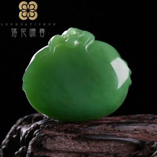 落花啼春   和田玉弥勒佛玉坠女款菠菜绿碧玉大肚笑佛公玉吊坠玉佩