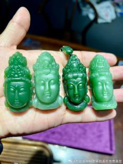 和田玉碧玉观音挂件吊坠随拍,俄碧老料,手工精雕